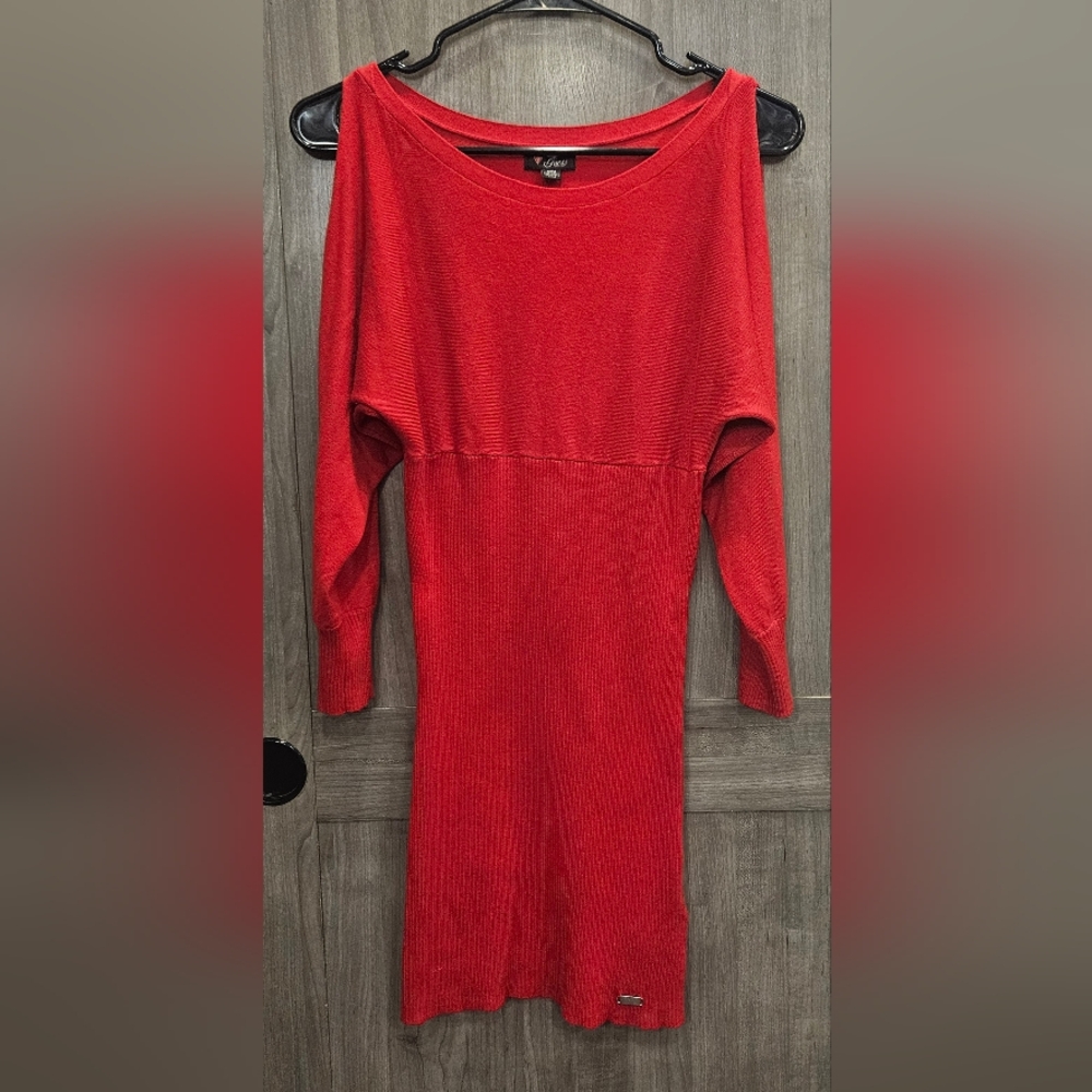 Red Midi Guess Cold Shoulder Dress
